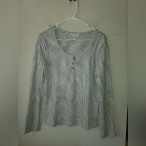 Pink Republic Gray Striped Long Sleeve Tee